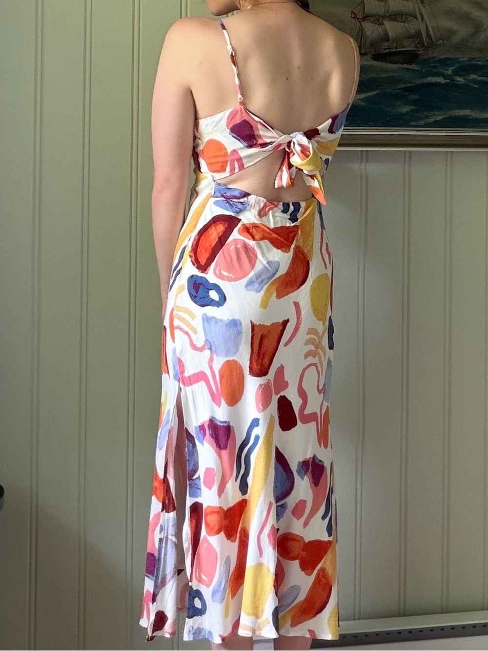 Hello Molly Multicolor Abstract Slip Midi Dress - Small - Picture 4 of 6